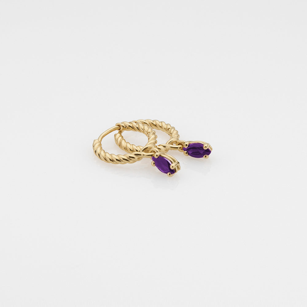Fizzy amethyst huggies earrings 14K yellow gold