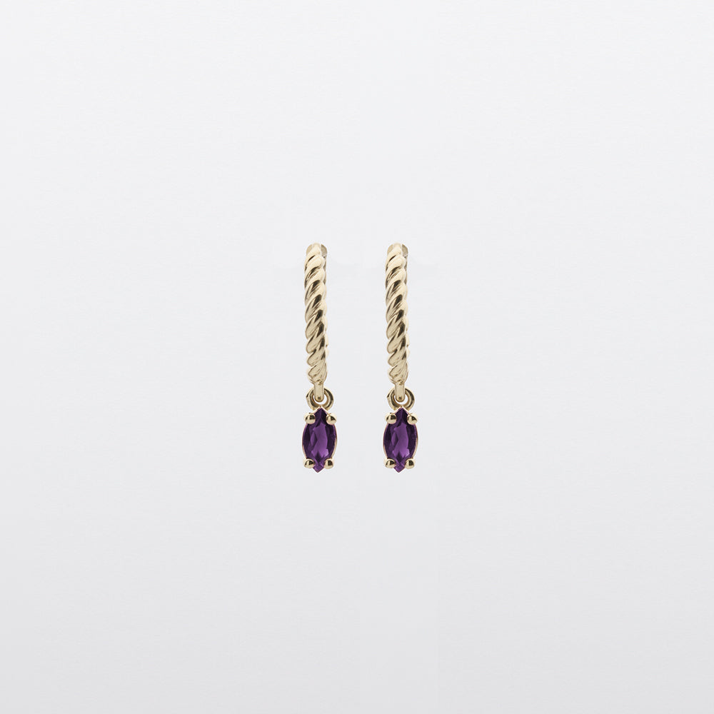 Fizzy amethyst huggies earrings 14K yellow gold
