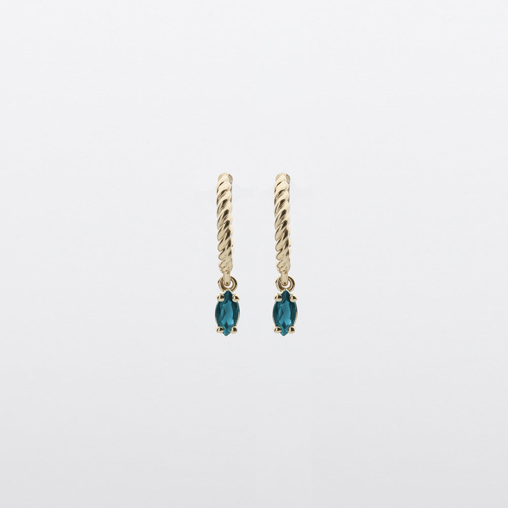 Fizzy blue topaz huggies earrings 14K yellow gold