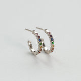 Astro rainbow 14K white gold hoops