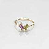 Fizzy amethyst & peridot ring 14K yellow gold