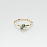 Fizzy blue & white topaz ring 14K yellow gold