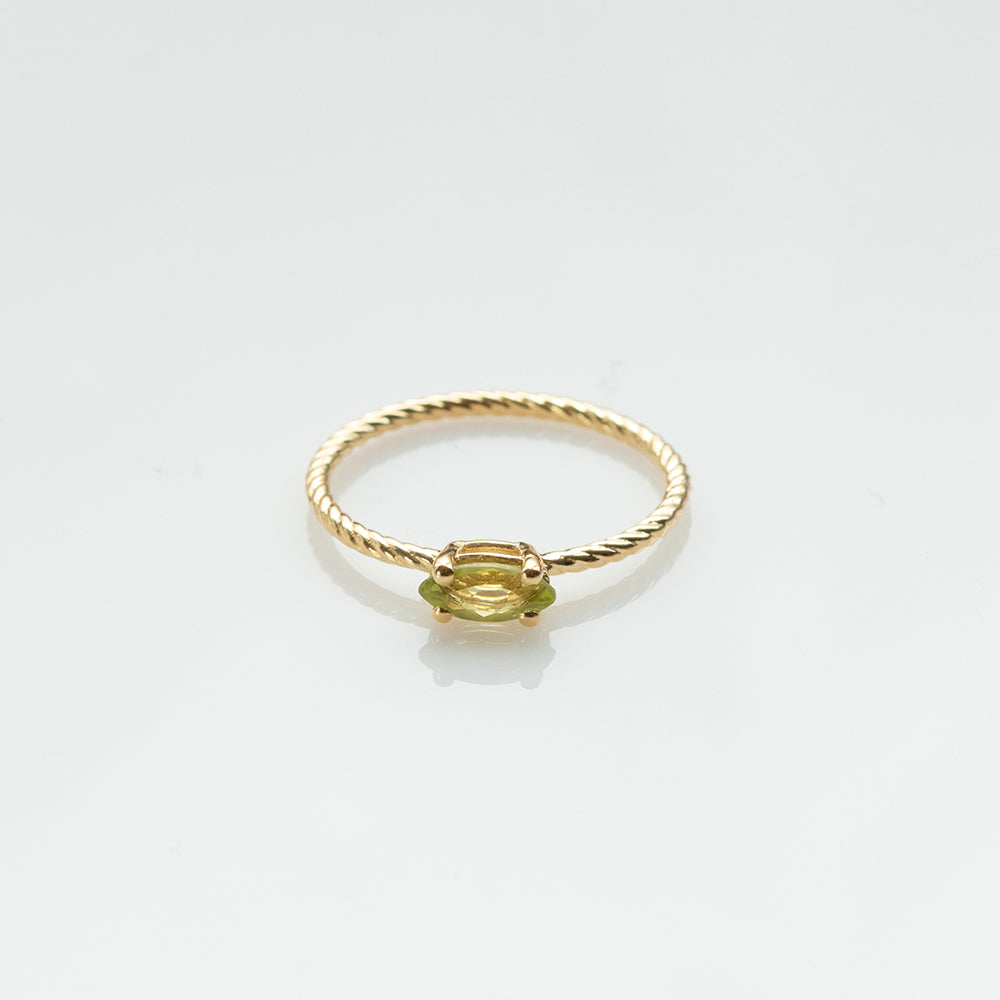 Fizzy rope peridot ring 14K yellow gold