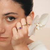 Fizzy rope blue topaz ring 14K yellow gold