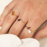 Fizzy amethyst & white topaz ring 14K yellow gold