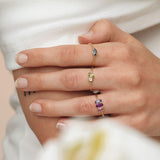 Fizzy peridot & white topaz ring 14K yellow gold