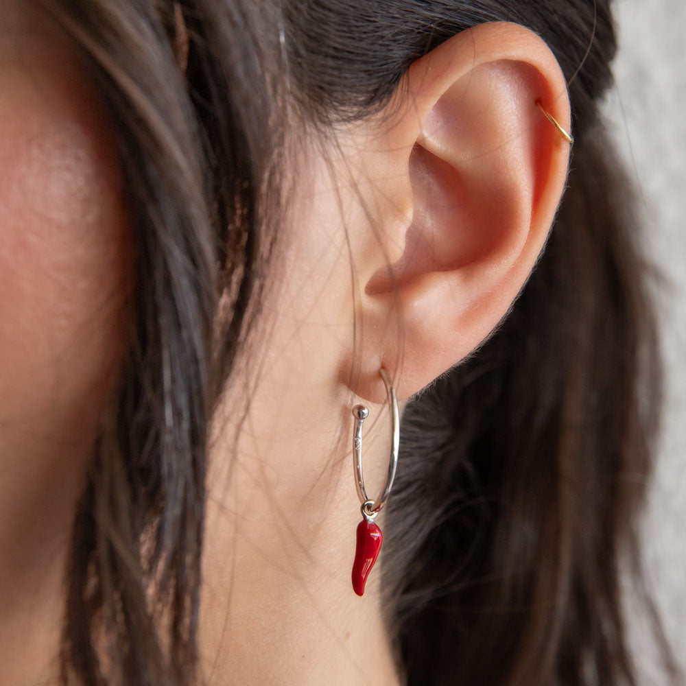 Cornicello earring charm silver