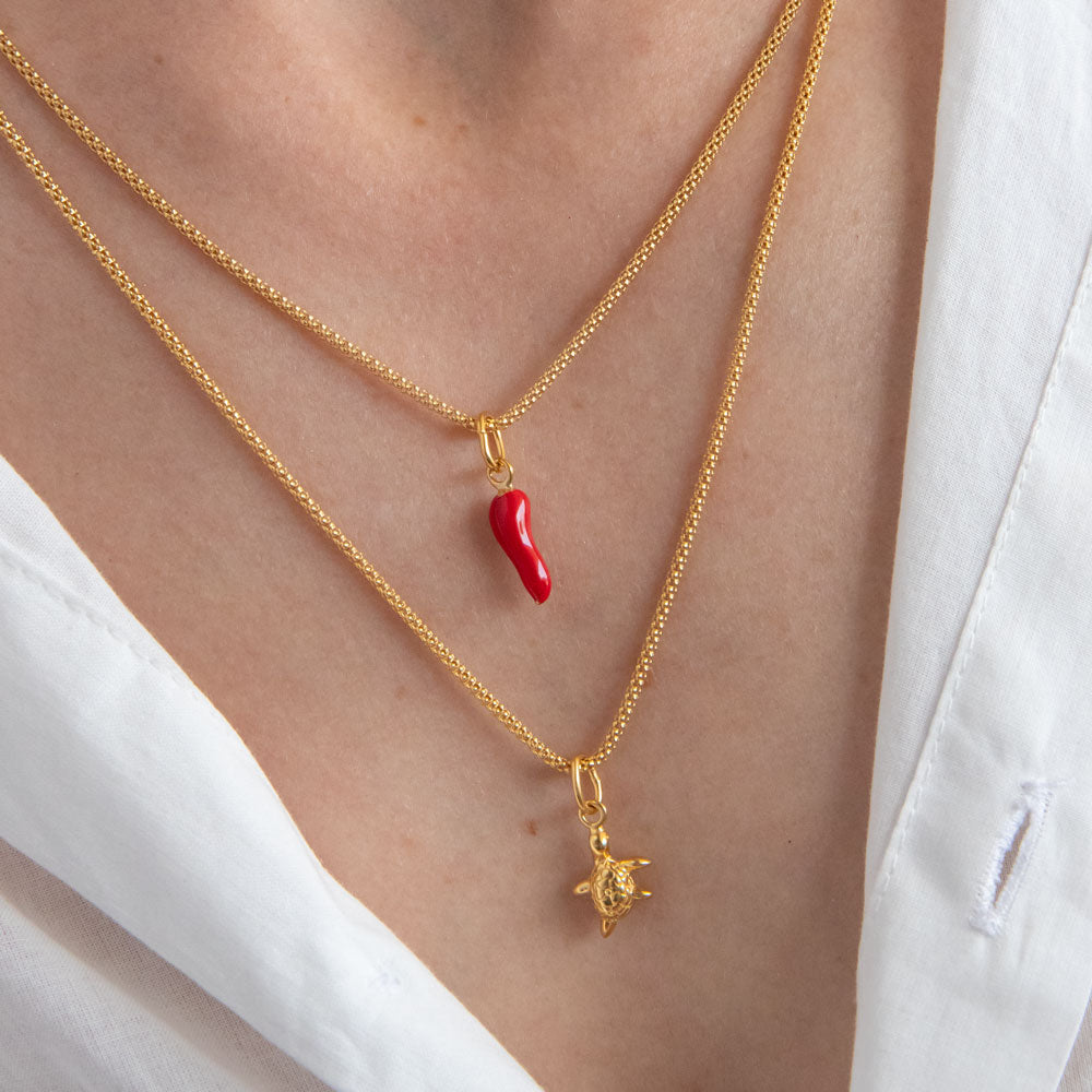 Cornicello necklace charm gold