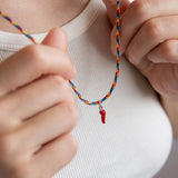 Cornicello necklace with thread silver
