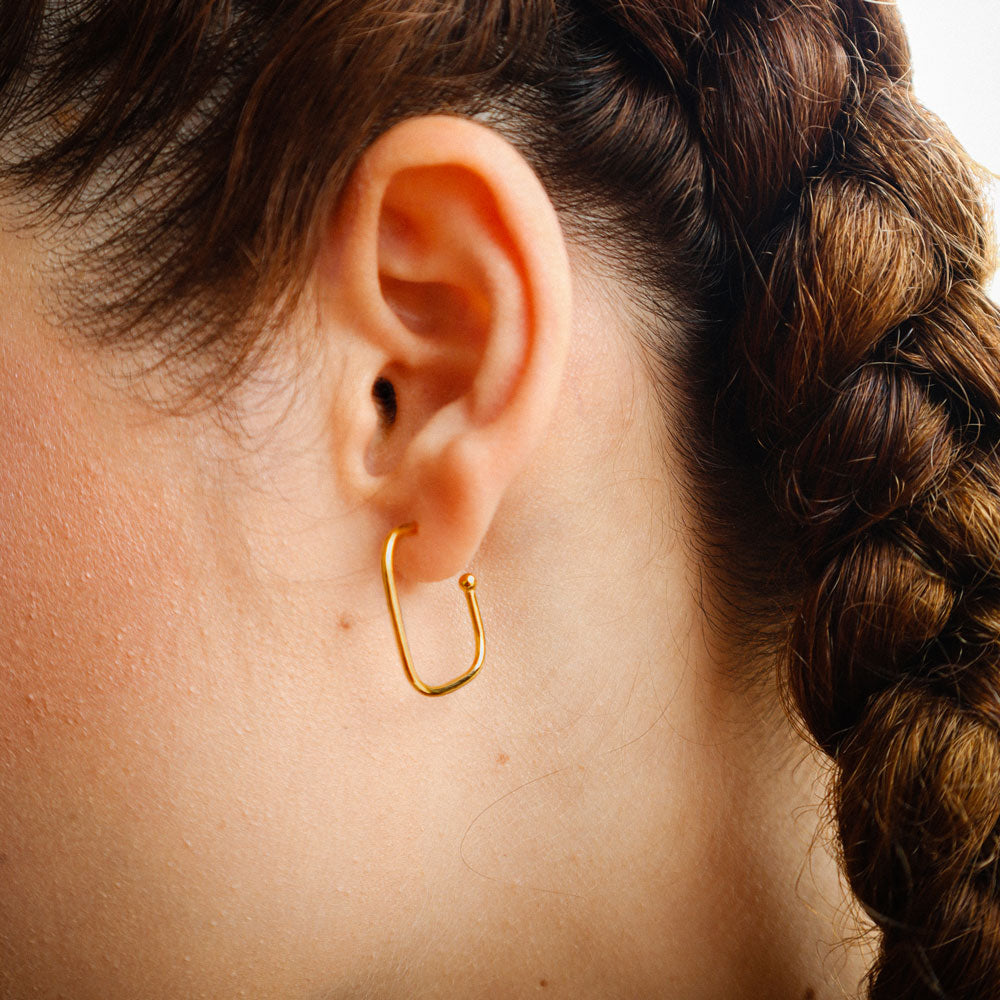 Charming Squares L glossy earrings gold