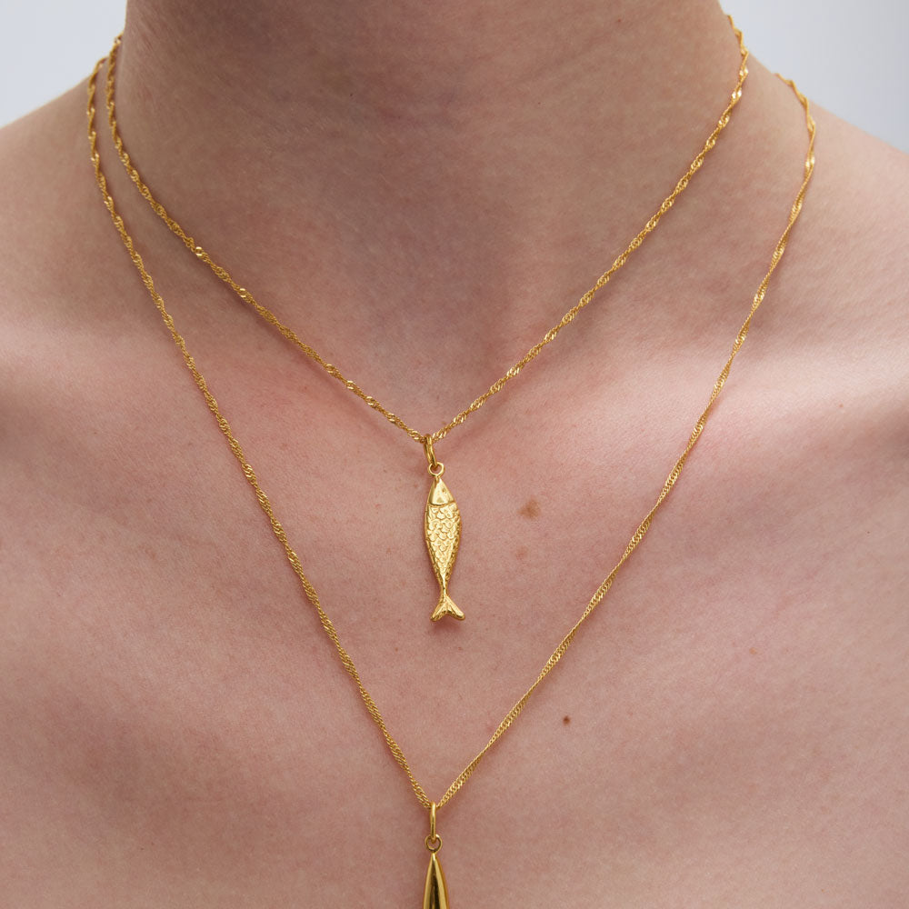Diving barbouni necklace charm gold