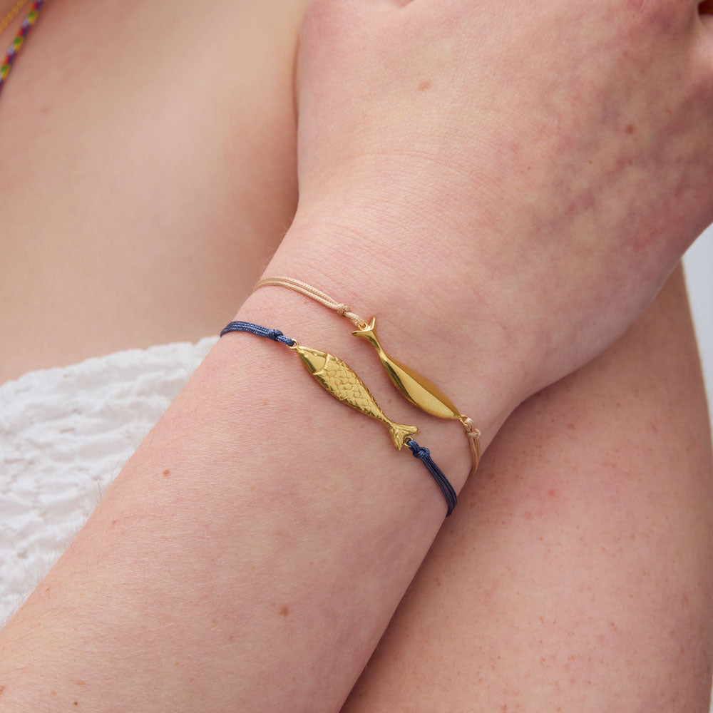 Diving tuna bracelet with thread gold