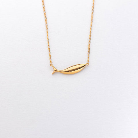 Diving tuna necklace gold