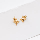 Gazing double earrings gold