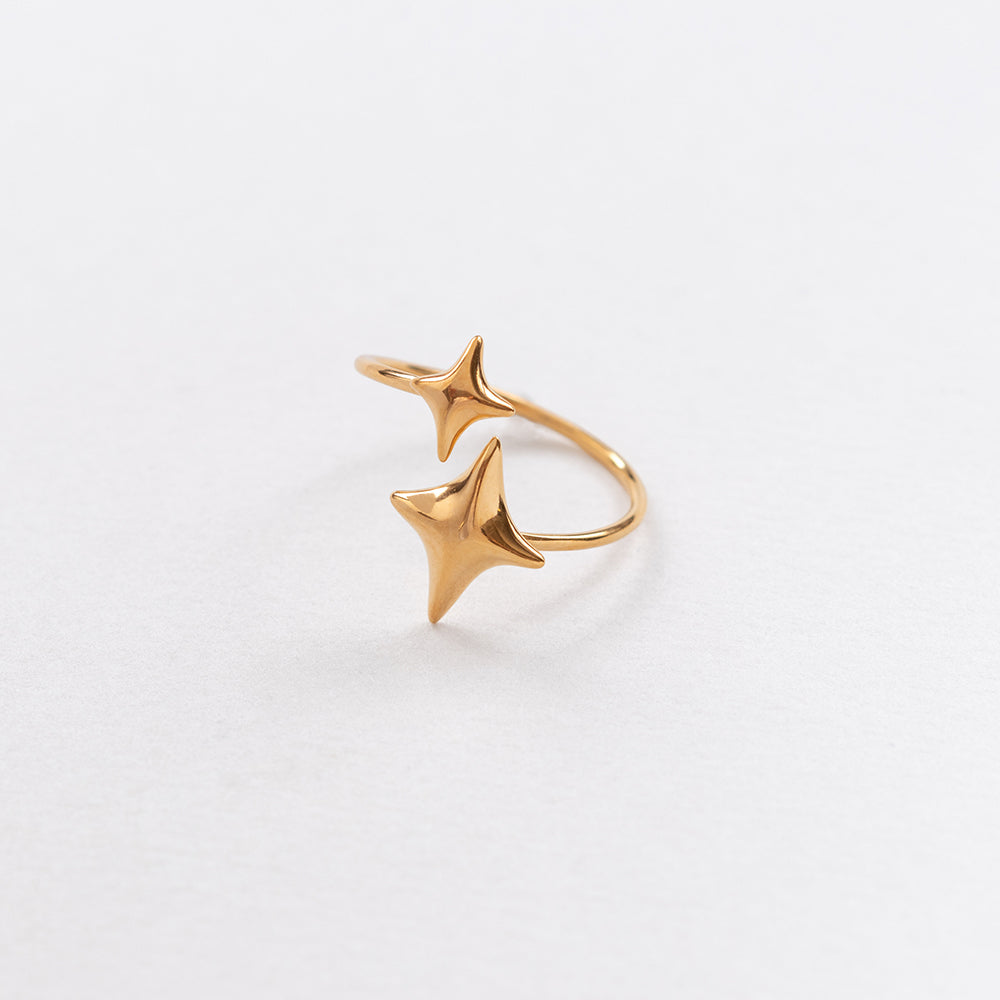 Gazing double ring gold