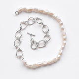 Strolling half&half necklace silver