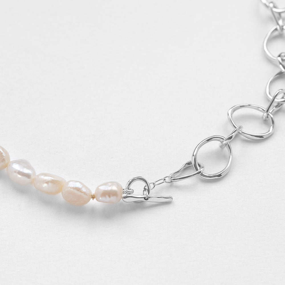 Strolling half&half necklace silver