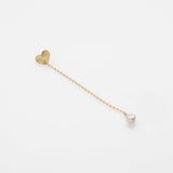 Sea & Sun pearl & heart earring tall 14K yellow gold