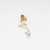 Sea & Sun pearl & heart earring tall gold