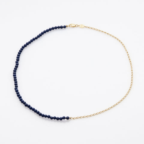Half & Half lapis lazuli necklace 14K yellow gold
