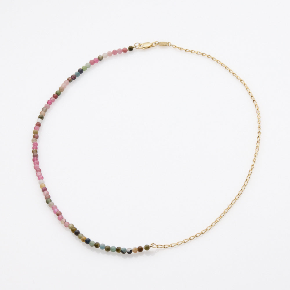 Half & Half tourmaline necklace 14K yellow gold