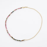 Half & Half tourmaline necklace 14K yellow gold