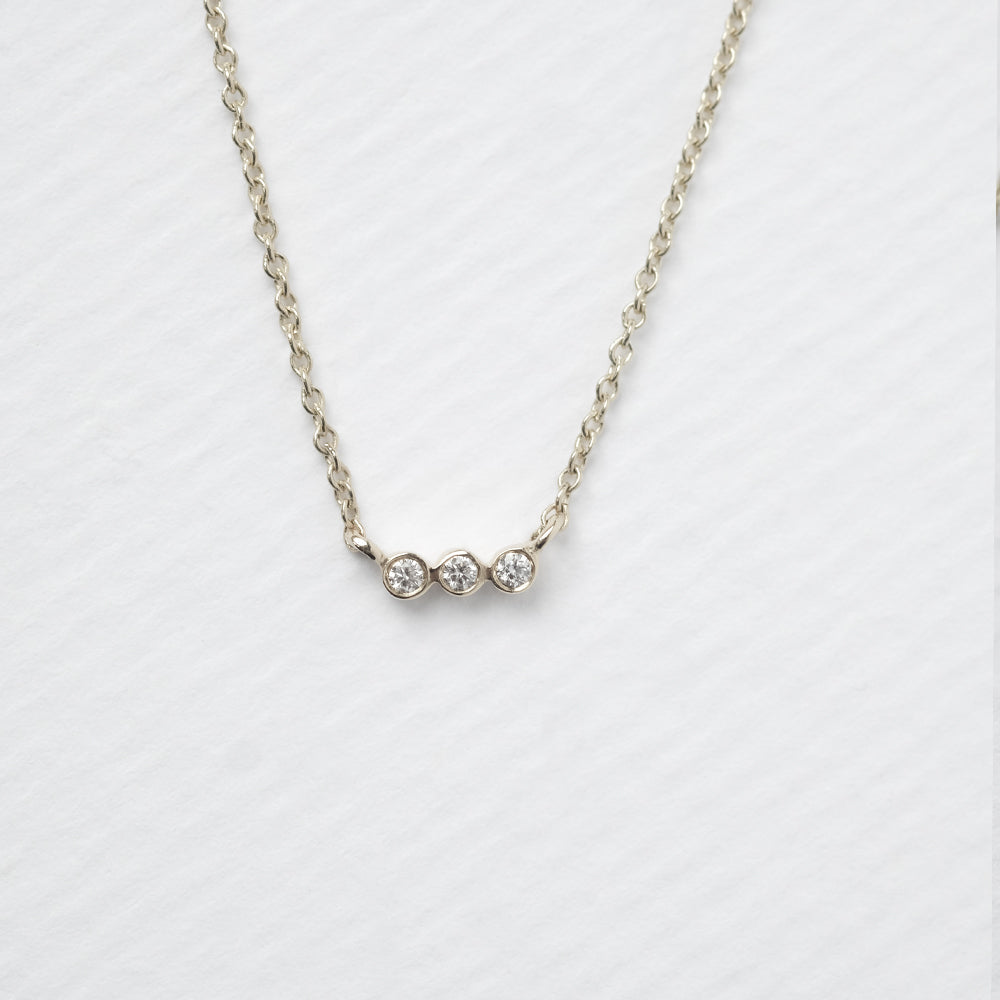 Astro triplet 14K white gold necklace
