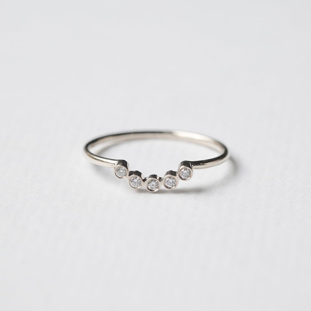 Astro quintet 14K white gold ring