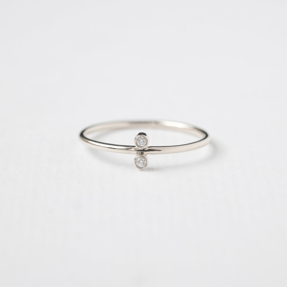 Astro twin 14K white gold ring
