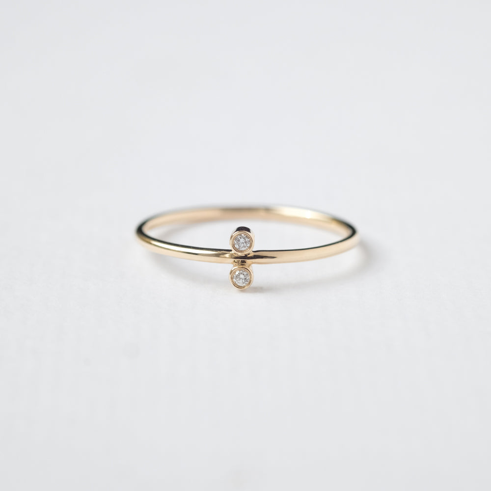 Astro twin 14K yellow gold ring