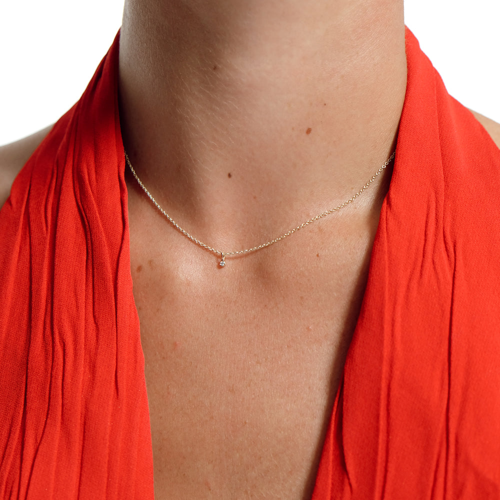 Astro single 14K white gold necklace