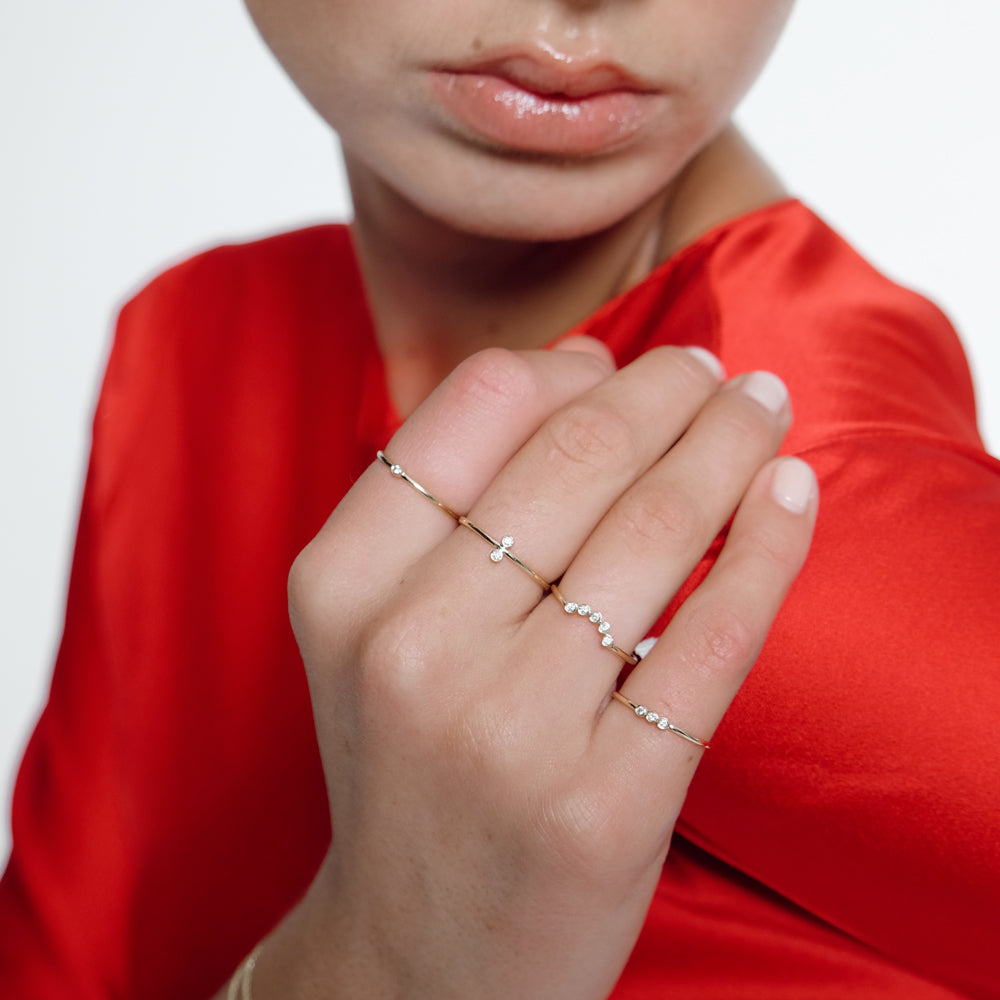 Astro twin 14K yellow gold ring