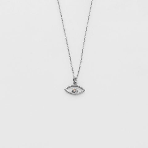 Aye necklace 14K white gold with diamond