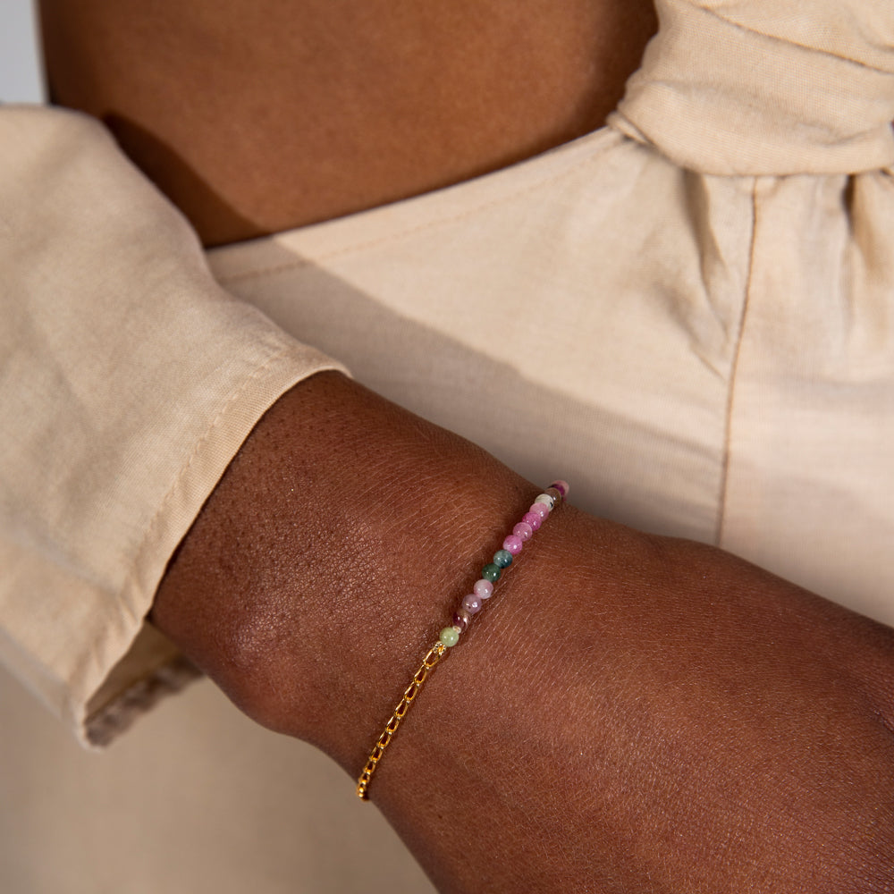Half & Half tourmaline bracelet 14K yellow gold