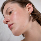 Free the pearls stud earrings 14K yellow gold with diamonds